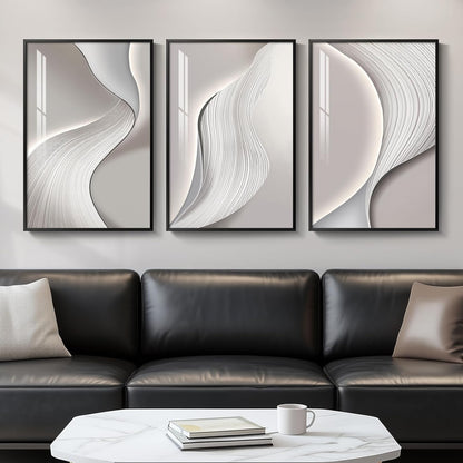 Framed Modern Luxury Gold Wall Art, Set of 3 Piece Contemporary Paintings Artwork for Walls, Golden Prints Pictures with Gold Frame, Wall Decor for Living Room, Hallway, Bedroom, Office 16x24 Inch