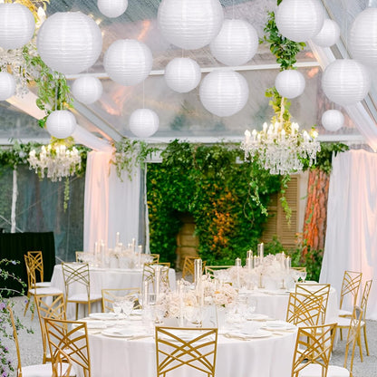 Paper Lanterns Decorative, Round Hanging Paper Lanterns Decorations for Rustic Party Bridal Shower Wedding Sage Green Birthday Party Supplies Gold/Ivory/Sage Green 15pcs