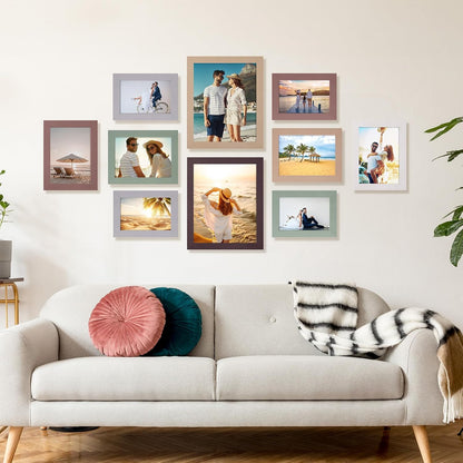 Funtopia Picture Frames, 10 Pack Picture Frames Collage Wall Decor, Gallery Wall Frame Set for Wall or Tabletop Display, Multi-size with 8x10, 5x7, 4x6 Family Photo Frames