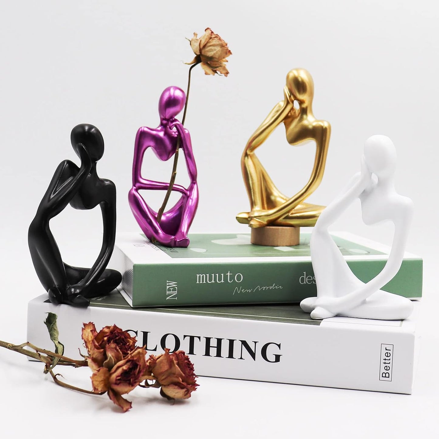 Thinker Statues And Sculptures, Sandstone Resin Thinker Statue Ornaments, Abstract Style Sculptures, Housewarming Gifts, Housewarming Decorations, Living Room Dining Desk Decorations (Right, Small)