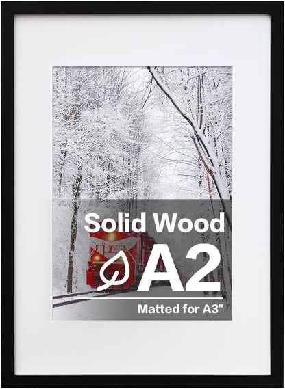 Egofine 12x16 Picture Frame Black, Covered by Plexiglass Made of Solid Wood, Display Pictures 9x12 and 11x14 with Mat or 12x16 Without Mat, for Wall Mounting Photo Frame - Colors B