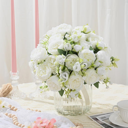MARTINE MALL 2 Packs Peonies Artificial Flowers, Light Pink Artificial Peonies, Silk Peonies Flowers Fake Peonies Artificial Flowers Peonies Bouquet for Centerpiece Table Wedding Party Home Decor