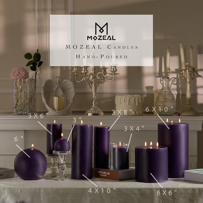 MOZEAL 3" x 4" Hand-Poured Unscented Candle,Dripless Pillar Candle Set of 3,Long Clean Burning,Approx 72 Hours Burn Time,Rustic Country Style,Wedding,Dinner,Christmas and Home Decor,White