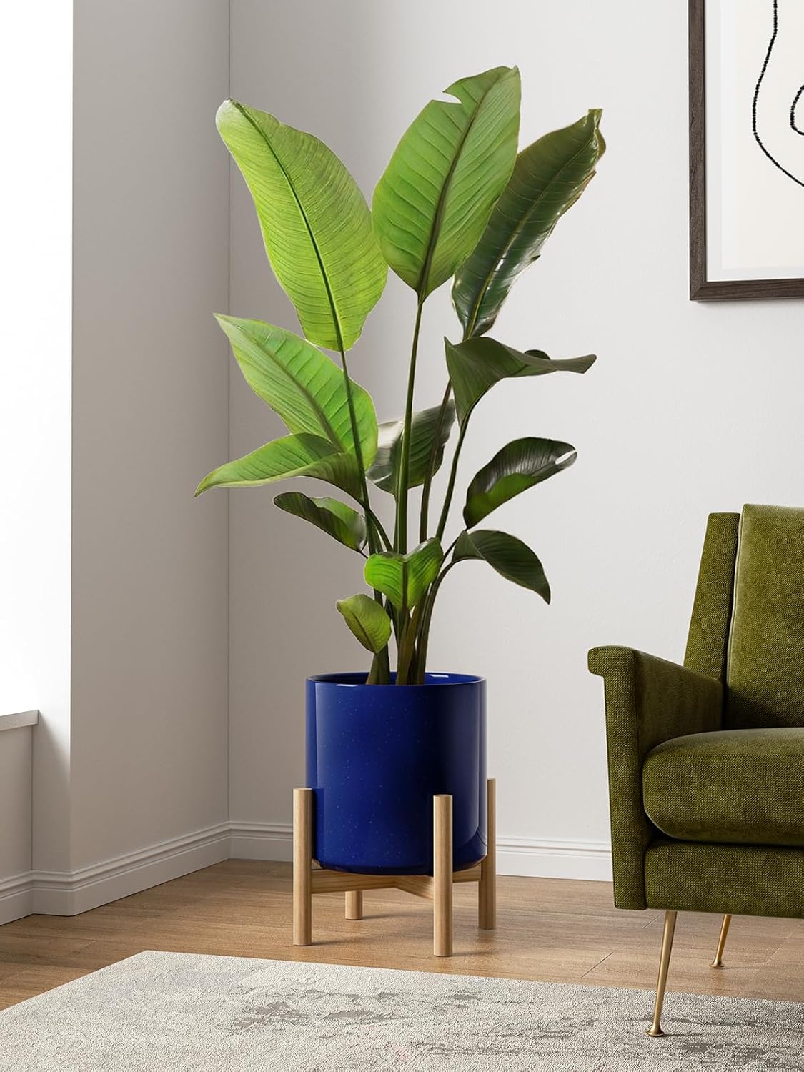 LE TAUCI 12 Inch Pot for Plants, Ceramic Planters for Indoor Plants, Mid-Century Modern Cylinder Flower Pots with Drainage Hole, Fits Fiddle Leaf Fig & Monstera, Home Decor, White