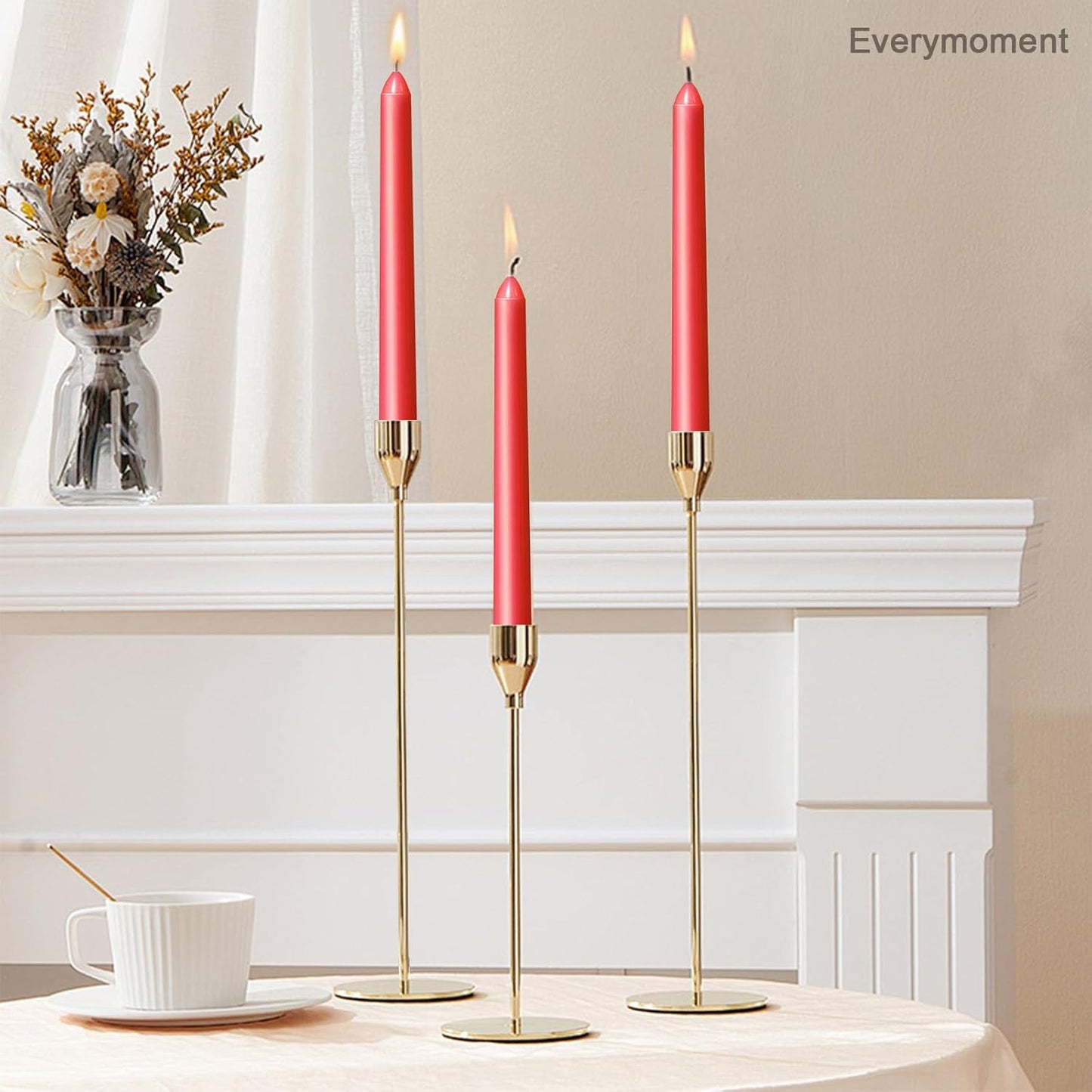 Everymoment Ivory Taper Candles - 4 Pack 10 Inch Candlesticks - Dripless & Smokeless Tapered Candle 8 Hours Unscented Cream Candle Sticks - Perfect for Wedding Holiday Dinner Party Home Decor