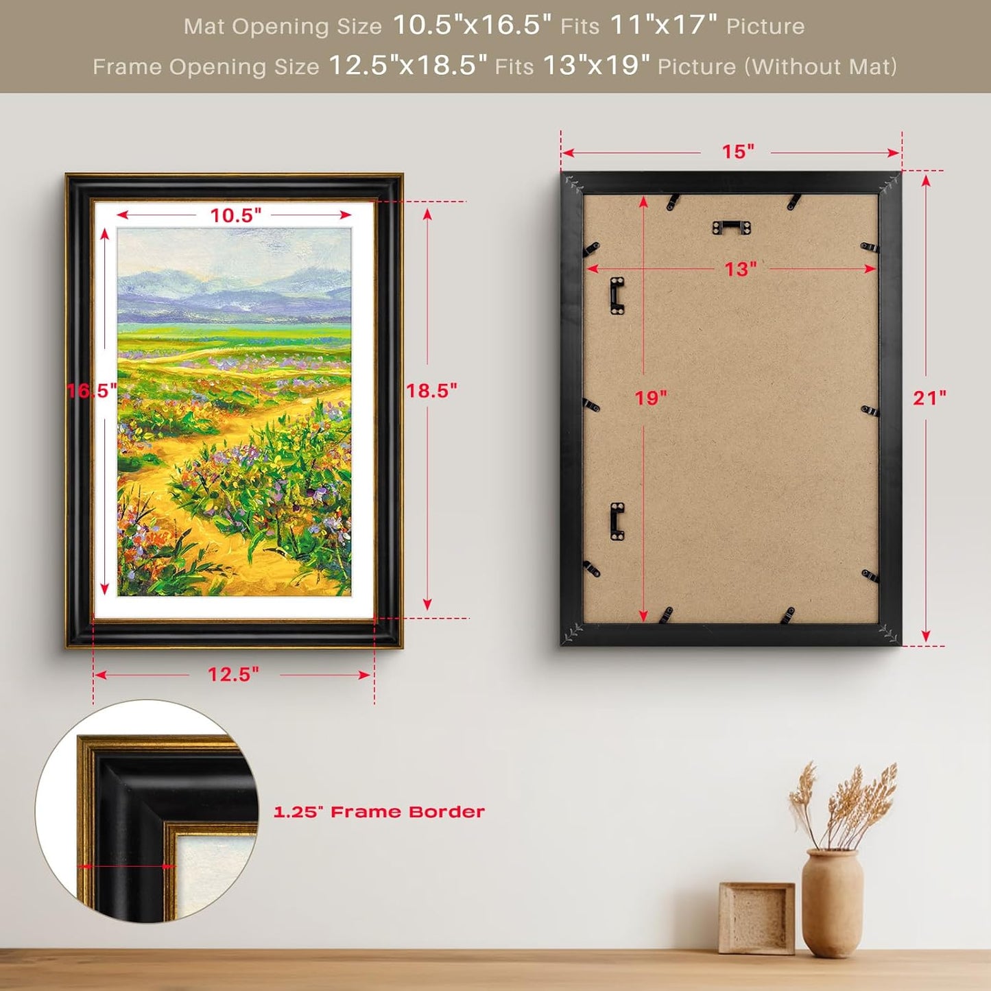 Golden State Art, 11x14 Photo Frame with Mat for Pictures 8x10 and Real Glass (Dark Gold Brown & Bronze Pewter Panel with White Color Mat, 1.25 Inch Frame Border)