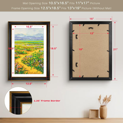Golden State Art, 11x14 Photo Frame with Mat for Pictures 8x10 and Real Glass (Dark Gold Brown & Bronze Pewter Panel with White Color Mat, 1.25 Inch Frame Border)