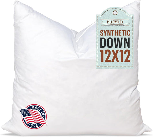 Pillowflex Synthetic Down Pillow Insert - 20x20 Down Alternative, Ultra Soft Large Square Throw Pillow, Couch Sham, Bed Sleeping - 1 Decorative Accent Form - Colors B