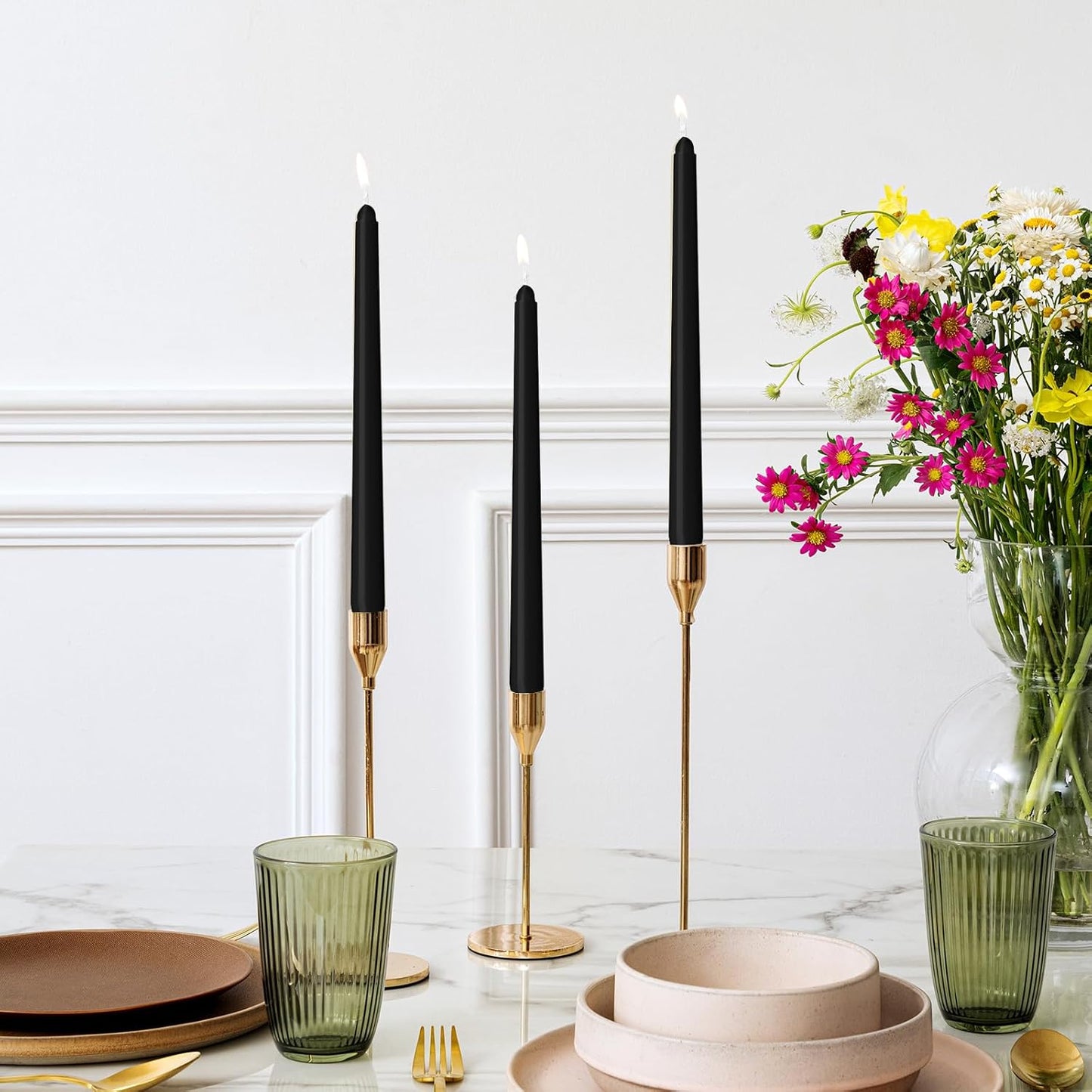 4 Pack Ivory Taper Candles - Taper Candles 10 Inch Dripless, Smokeless & Unscented - 8 Hours Long Burning - Hand Poured Tall Candlesticks - Ideal for Weddings, Dinner Parties, and Home Decor