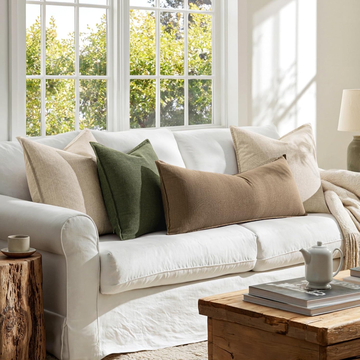 MIULEE Decorative Long Lumbar Throw Pillow Cover for Bed 14x36 Natural Beige Boho Farmhouse Neutral Couch Pillowcase Pack of 1 Accent Modern Sofa Cushion Livingroom Home Decor (Covers Only)
