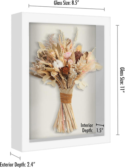 Americanflat 12x16 Shadow Box Frame with Polished Plexiglass - Silhouette Collection - Large Shadow Box Display Case for Tabletop and Wall Display - Black with Soft Felt Back
