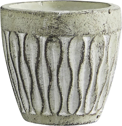 47th & Main Textured Round Cement Planter for Indoor or Outdoor Flowers Plants and More, Small, Leaf-Print