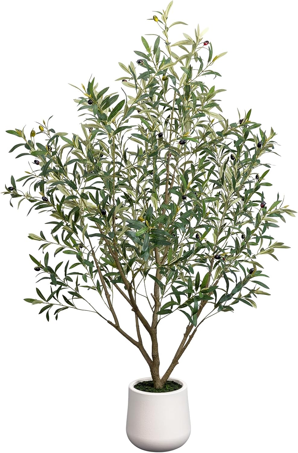Artificial Olive Tree 6FT - Tall Faux Olive Trees Indoor with Planter&Cotton Basket, Large Fake Olive Plants Realistic Branches Natural Wood Trunk and Fruits for Home House Office Decor