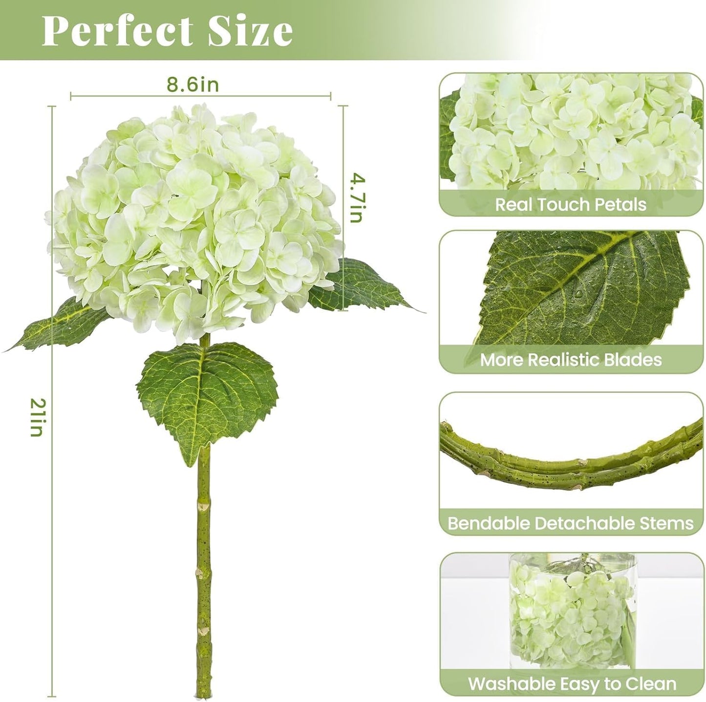 MARTINE MALL 3Pcs 21in Hydrangea Artificial Flowers, Latex Real Touch Hydrangeas Lifelike Large Hydrangea Flowers for Home Decor Party Arrangements Wedding Bouquets Centerpieces (Blue)