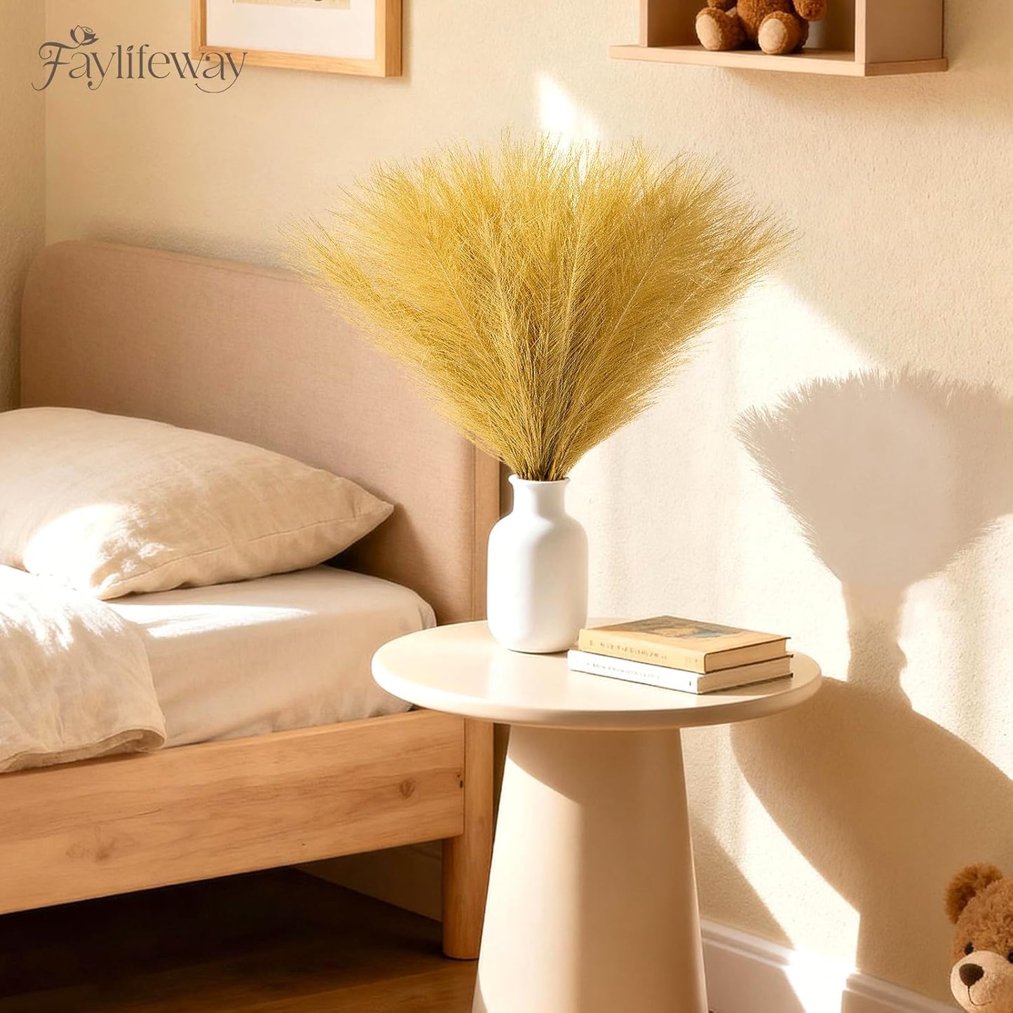 50pcs Pampas Grass 17in for Living Room Decor, Blush Pink Pampas Grass Decor, Fluffy Pink Flowers for Home Birthday Bathroom Baby Shower Wall Bow Decor(Blush & Cream & Pink)