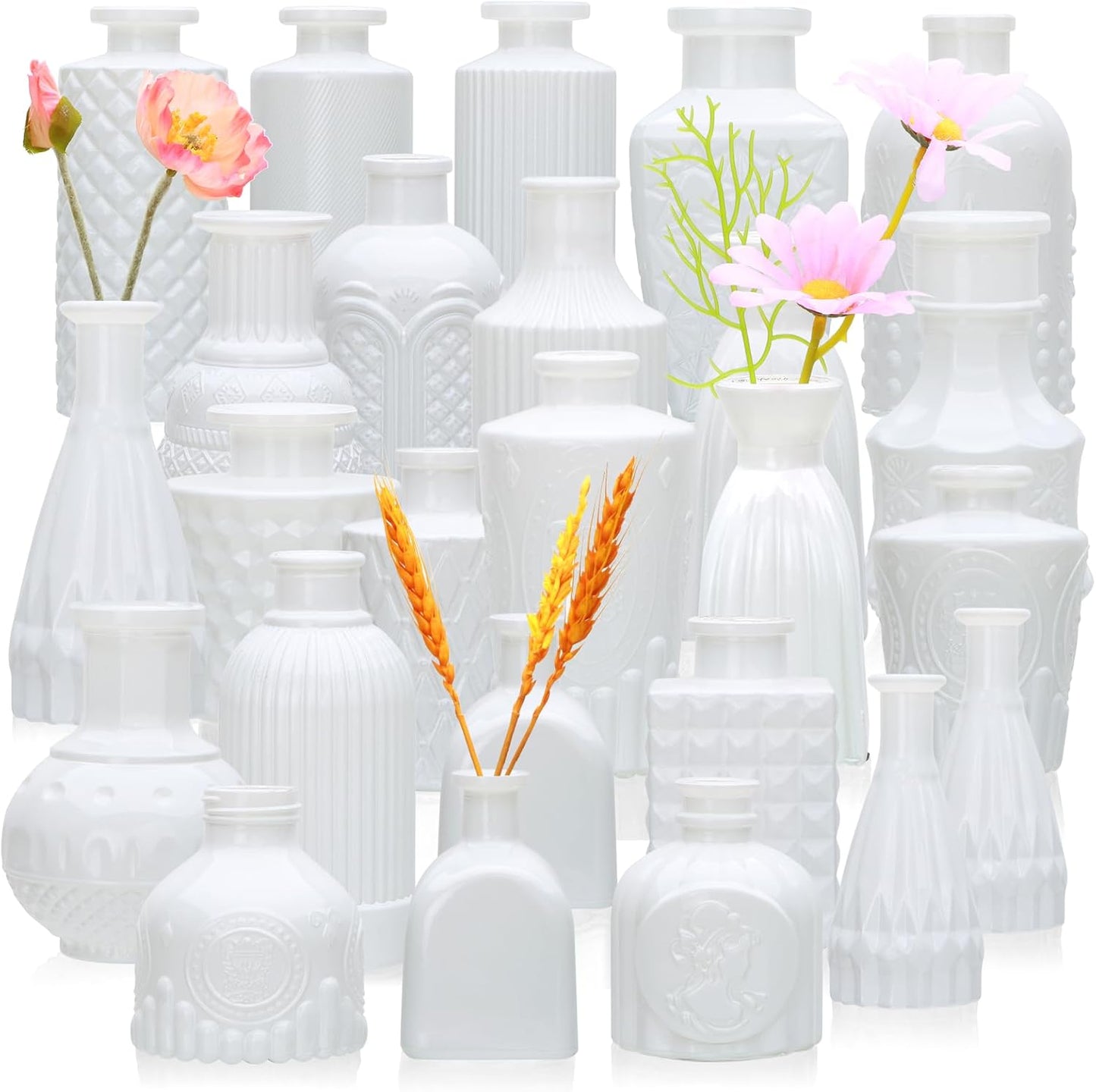 Glass Bud Vase Set of 32 pcs,Bud Vases in Bulk,Small Vases for Centerpieces, Mini Flower Vase Bulk for Rustic Wedding Home Table Decorations