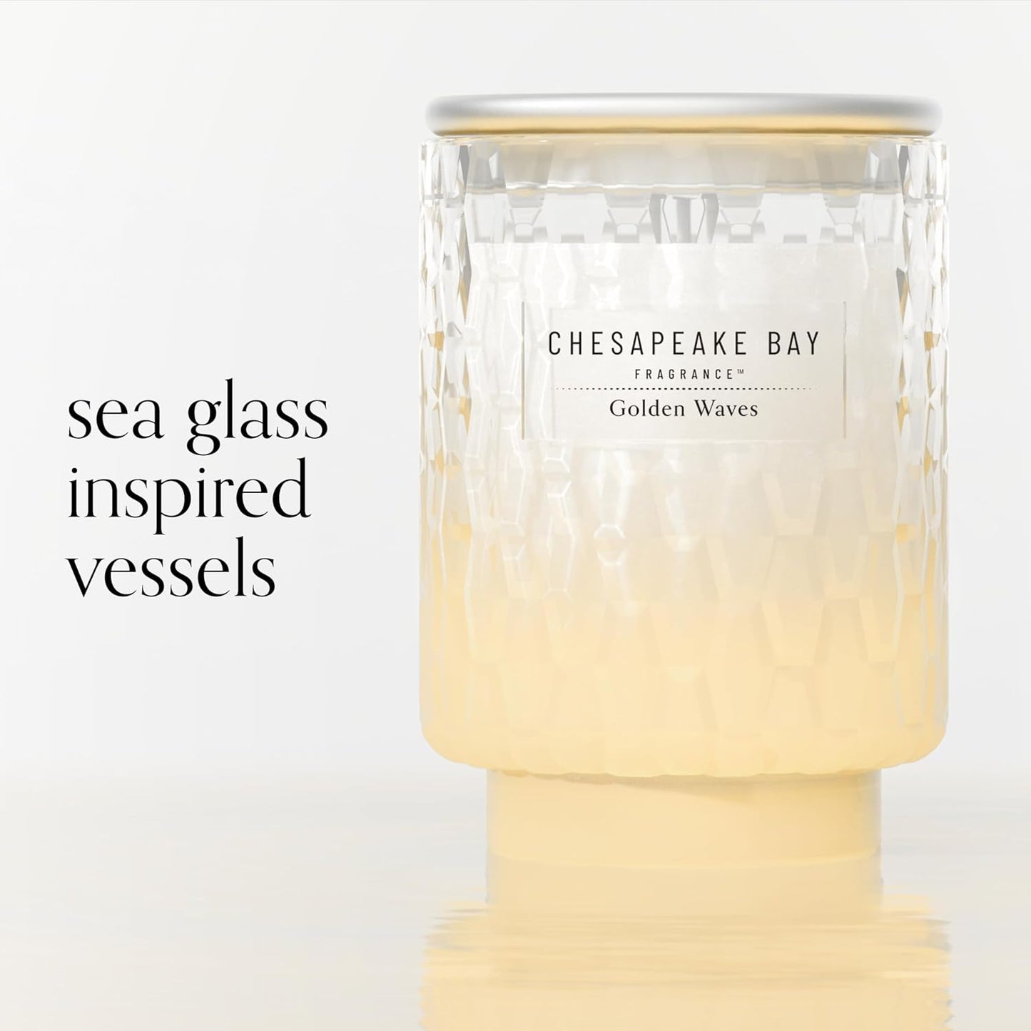 Chesapeake Bay, 11oz Marine Drift Scented Candle, Mood Evoking Fragrance, Textured Sea Glass-Inspired Jar, Premium Soy Blend Wax with Essential Oils, Coastal Fragrance for Home Décor or Gifting