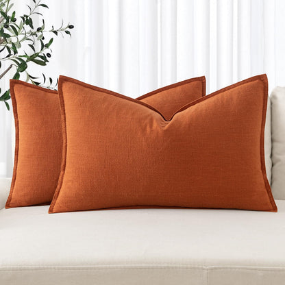 MIULEE Decorative Linen Euro Sham Pillow Covers 26x26 Cream White Boho Farmhouse Neutral Couch Throw Pillows for Bed Pack of 2 Accent Modern Pillowcase Sofa Livingroom Home Decor