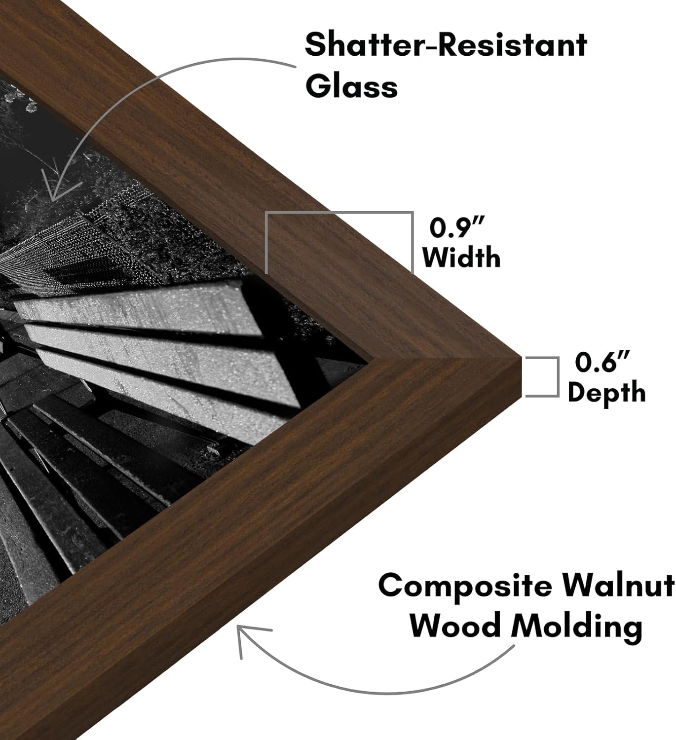 Americanflat 12x18 Poster Frame with Shatter-Resistant Glass - Signature Collection - Gallery-Style Frames Made of Engineered Wood - Photo Frame for Wall Display - Black - Colors A
