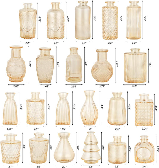 RUCKAE 22 Pack Pink Small Vases Glass Mini Bud Vase in Bulk Vintage Pink Flower Vases for Wedding,Centerpieces Home Decor and Party