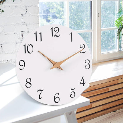 Mosewa Wall Clock 8 Inch Black Battery Operated Silent Non Ticking Simple Minimalist Rose Gold Numbers Decorative for Bedroom Living Room Kitchen Home Bathroom Office