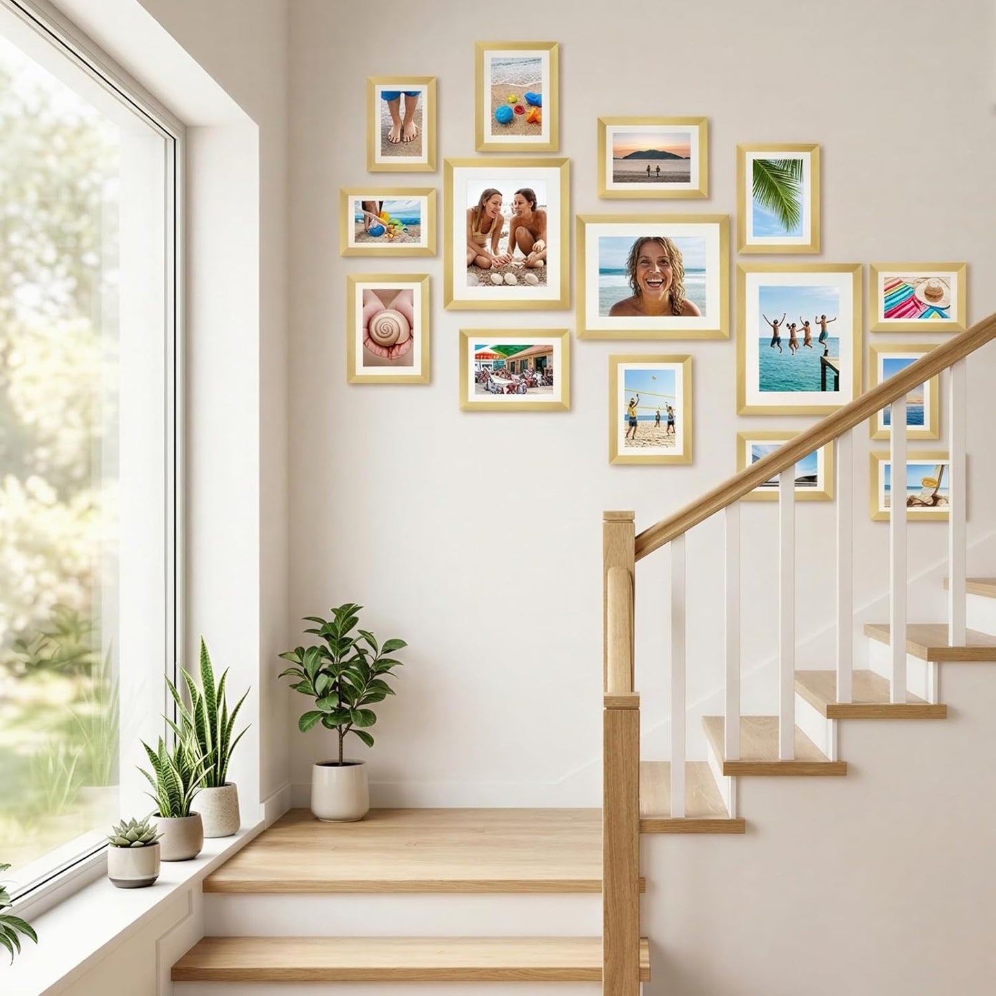 Fixwal Picture Frames Set, Gallery Wall Frame Set Picture Frames Collage 15 Pack for Wall or Tabletop with 8x10 5x7 4x6 Frames, Soft Earth Tones