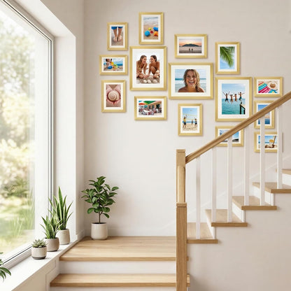 Fixwal Picture Frames Set, Gallery Wall Frame Set Picture Frames Collage 15 Pack for Wall or Tabletop with 8x10 5x7 4x6 Frames, Soft Earth Tones