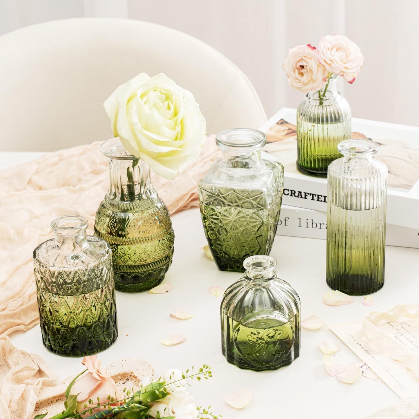 Clear Glass Bud Vase Set of 12 Pcs,Small Bud Vases in Bulk,Glass Crystal Flower Vases Table Centerpieces for Party Event Wedding Decor Baby Shower Decorations (Clear, 12 Pcs)