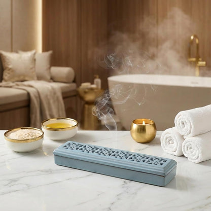 CEREMONY Incense Holder for Sticks, Ceramic Insence-Stick Holder Ash Catcher, Incense Holder Timkburner for Meditation Yoga Spa Room Incense Holder (Lever Brown)