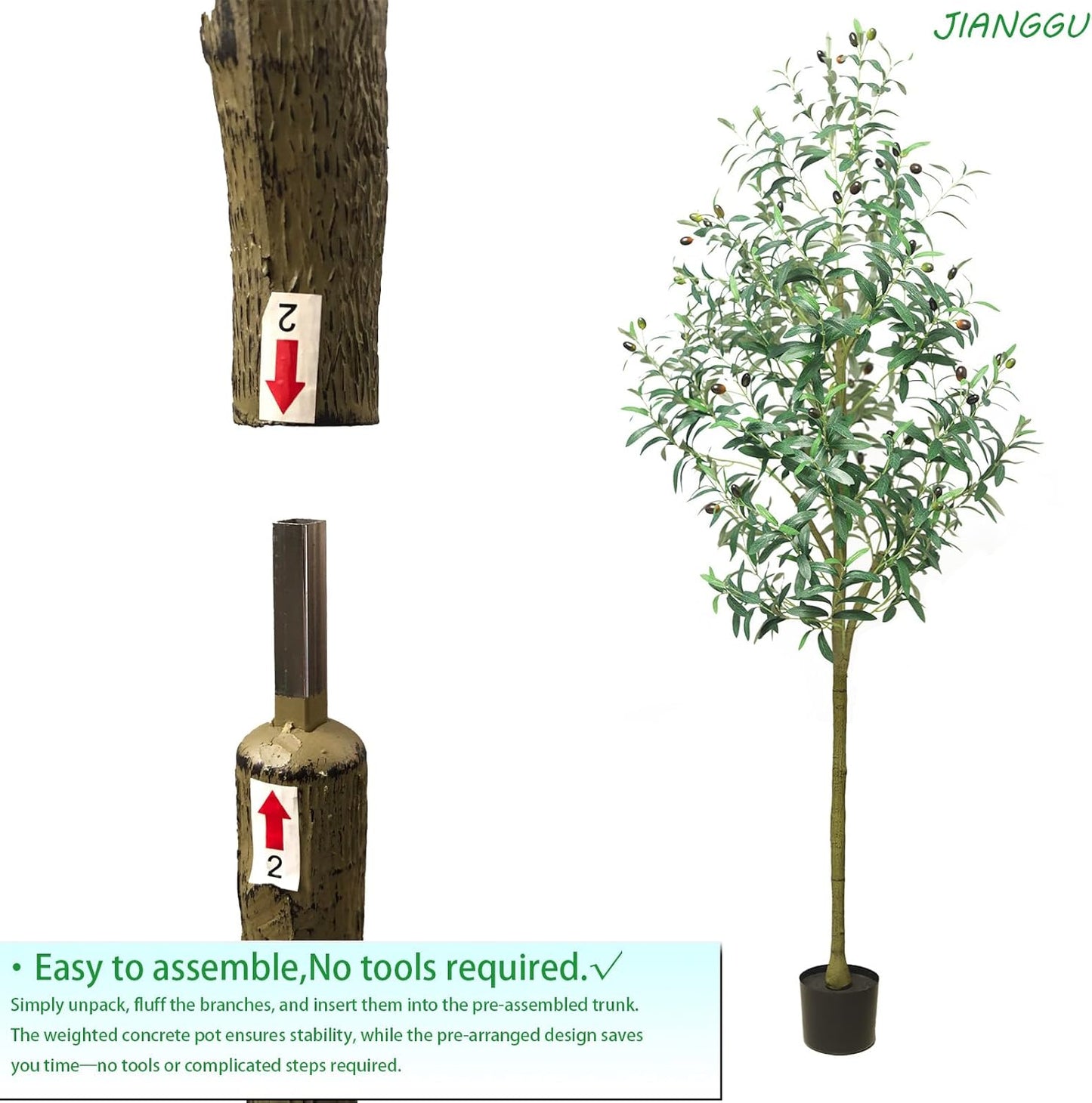 Olive Trees Artificial Indoor 6ft - Artificial Plants Indoor with Silk Leaves & Resin Trunk, Fake Olive Trees for Home Decor, Faux Trees with Black Pot, Large Artificial Trees Indoor Outdoor
