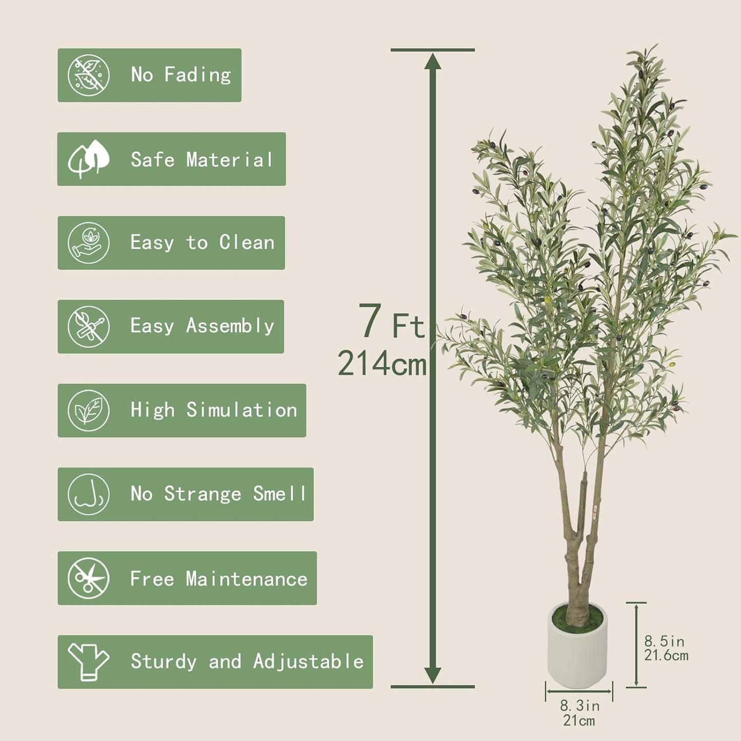 Faux Olive Tree, 5FT Artificial Olive Trees with Lifelike Olive Branches and Fruits, Fake Floor Plants with Pot for Indoor Home Office Living Room Outdoor Decor