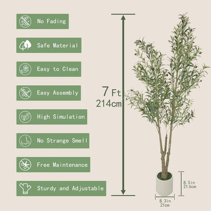 Faux Olive Tree, 5FT Artificial Olive Trees with Lifelike Olive Branches and Fruits, Fake Floor Plants with Pot for Indoor Home Office Living Room Outdoor Decor