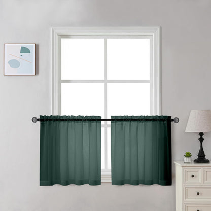 Chyhomenyc Sheer White Valances for Windows 2 Pack, Small Window Curtains for Living Room Bathroom Cafe Laundry Basement, Modern Top Dual Rod Pocket Voile Curtain, 42W x 14L inches, White - Colors B