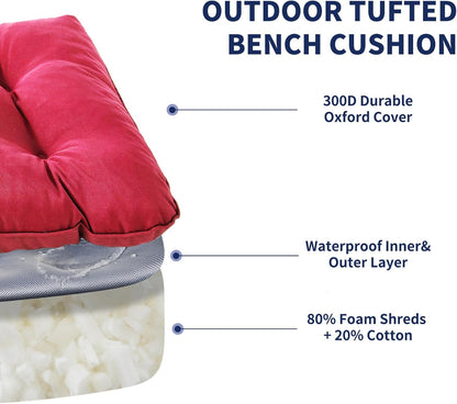 IPYNBAP Outdoor Bench Cushion, 48x18x5 Inch, Waterproof Bench Cushion for Outdoor/Indoor Furniture, Tufted Patio Bench Seat Cushion, Fade Resistant Outdoor Cushions for Porch Swing Couch, Navy Blue