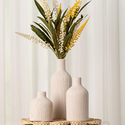 Ceramic Vase Home Table Decor - Flower Vase Set of 3 Living Room Kitchen Decorations Farmhouse Modern Rustic Vases Decorative Centerpiece for Shelf Bedroom Office Bathroom Dining Coffee Desk