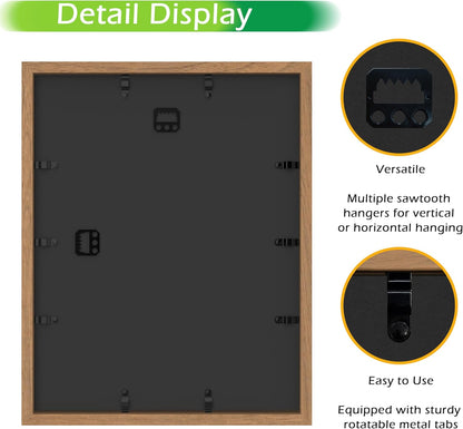 FrameWorks 11” x 14” Dark Oak Wooden Shadow Box Frame – Display Case with Soft Felt Back, Memory Box with Tempered Glass, Display Box with Elegant White Ball Push Pins, Wooden Flower Box