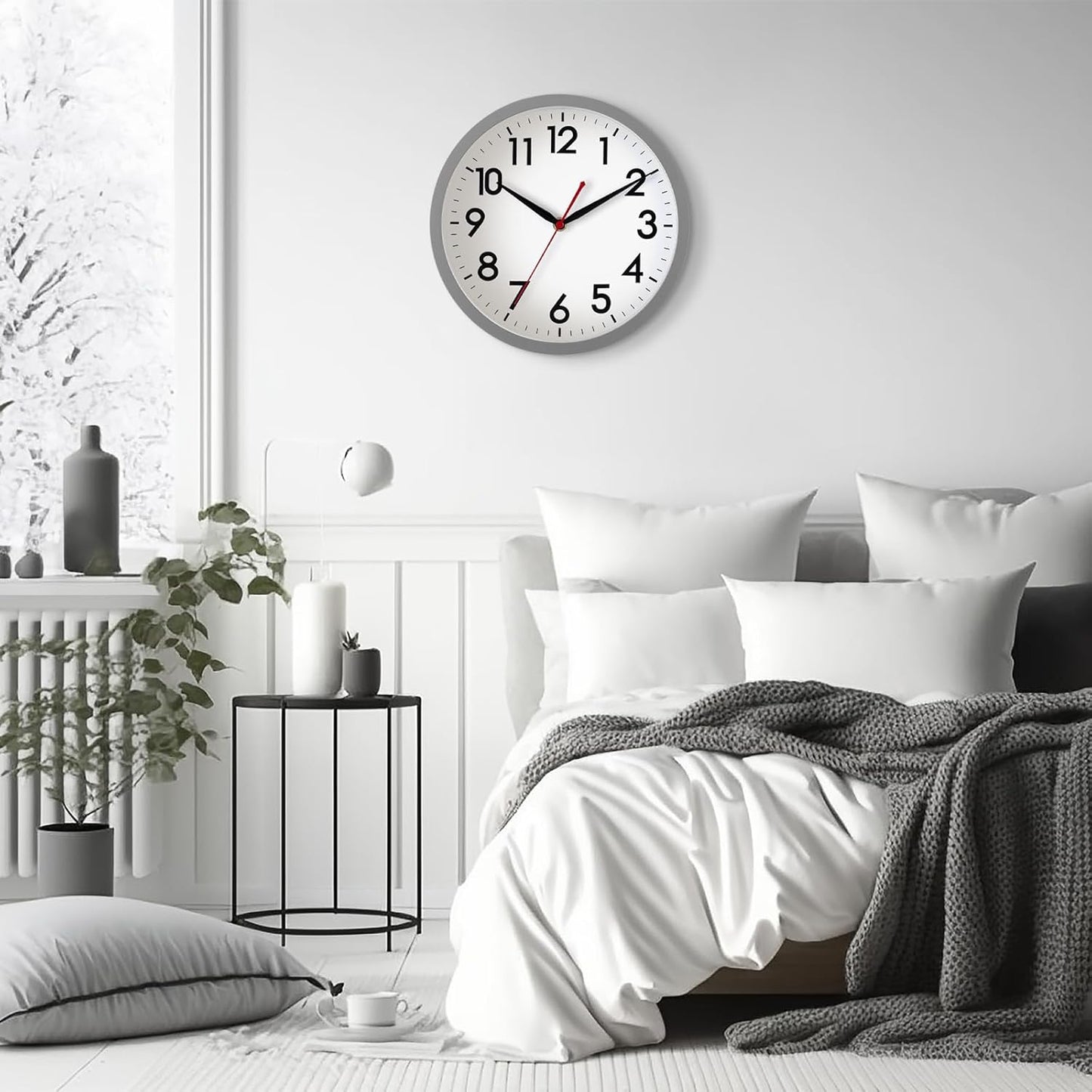 AKCISOT Wall Clock, Modern Small Wall Clocks Battery Operated 8 Inch, Silent Non-Ticking Analog Classic for Office, Home, Bathroom, Kitchen, Bedroom, School(Black)