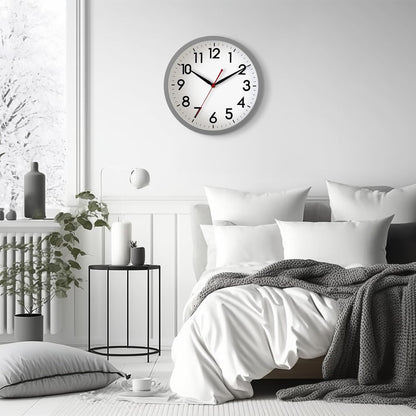 AKCISOT Wall Clock, Modern Small Wall Clocks Battery Operated 8 Inch, Silent Non-Ticking Analog Classic for Office, Home, Bathroom, Kitchen, Bedroom, School(Black)