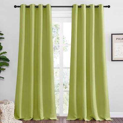 NICETOWN Halloween Pitch Black Solid Thermal Insulated Grommet Blackout Curtains/Drapes for Bedroom Window (2 Panels, 42 inches Wide by 63 inches Long, Black) - Colors B
