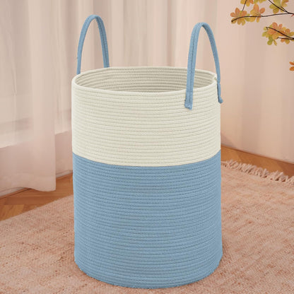 JMvicyroam Large Woven Laundry Basket Hamper,60L Cotton Rope Storage Bin for Blankets,Toys and Clothes,Decorative Tall Nursery Hamper for Living Room,Baby Nursery,Bathroom and Bedroom,Brown