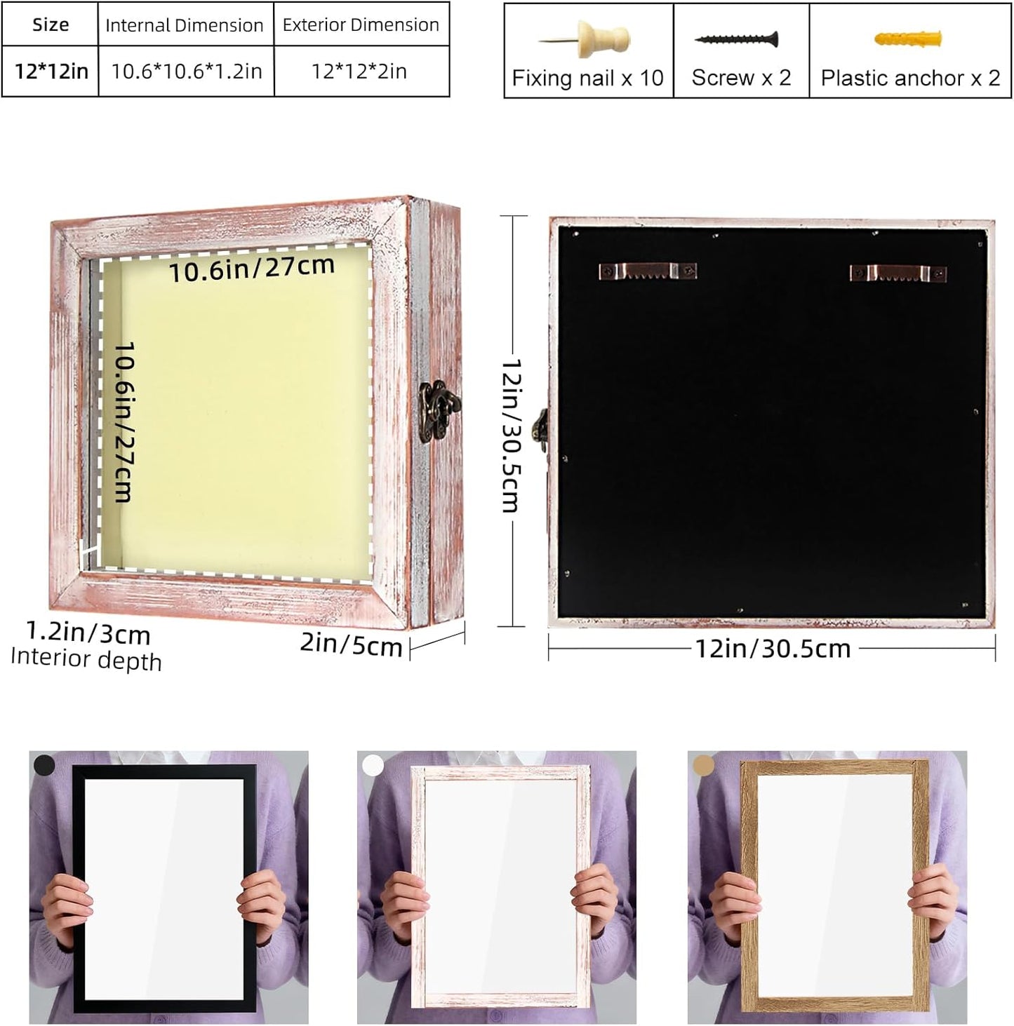 TJ.MOREE Shadow Box Frame 8 x 10 Shadowbox Display Case Picture Frame with Linen Back Memorabilia Bouquet Medals Military Photos Memory Box