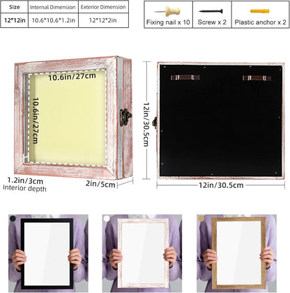 TJ.MOREE Shadow Box Frame 8 x 10 Shadowbox Display Case Picture Frame with Linen Back Memorabilia Bouquet Medals Military Photos Memory Box