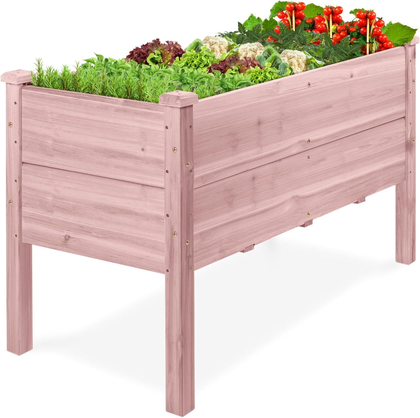 Best Choice Products 72x24x30in Raised Garden Bed, Elevated Wood Planter Box Stand for Backyard, Patio, Balcony w/Divider Panel, 6 Legs, 300lb Capacity - Natural