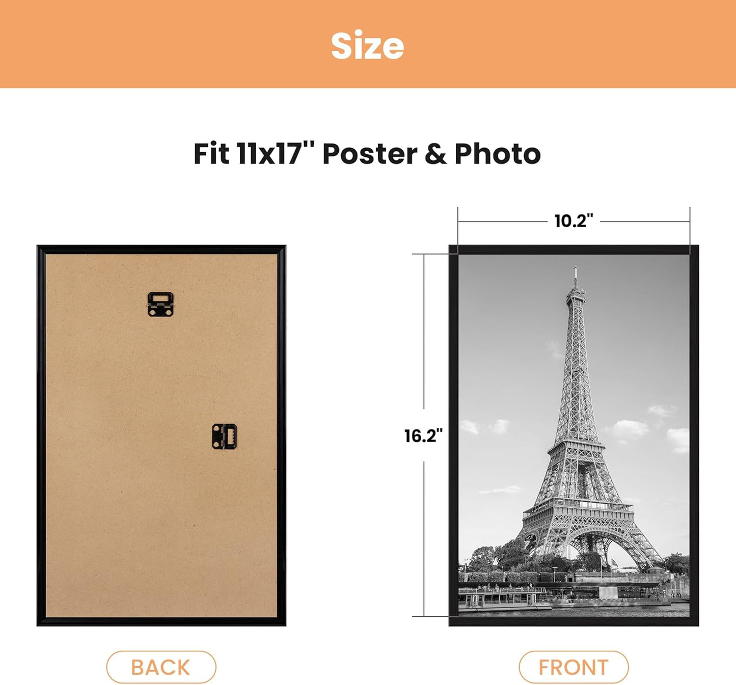 upsimples 24x36 Poster Frame Black 3 Pack, Scratch-Proof Picture Frames 24 x 36 for Photo Gallery - Slide-In Strips, Horizontal or Vertical Wall Mounting