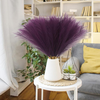 obbsie 50pcs Pink Faux Pampas Grass Decor, 21.6" Short Artificial Floral Branches Vase Filler Flower Arrangement for Home Wedding Boho Outdoor Decor