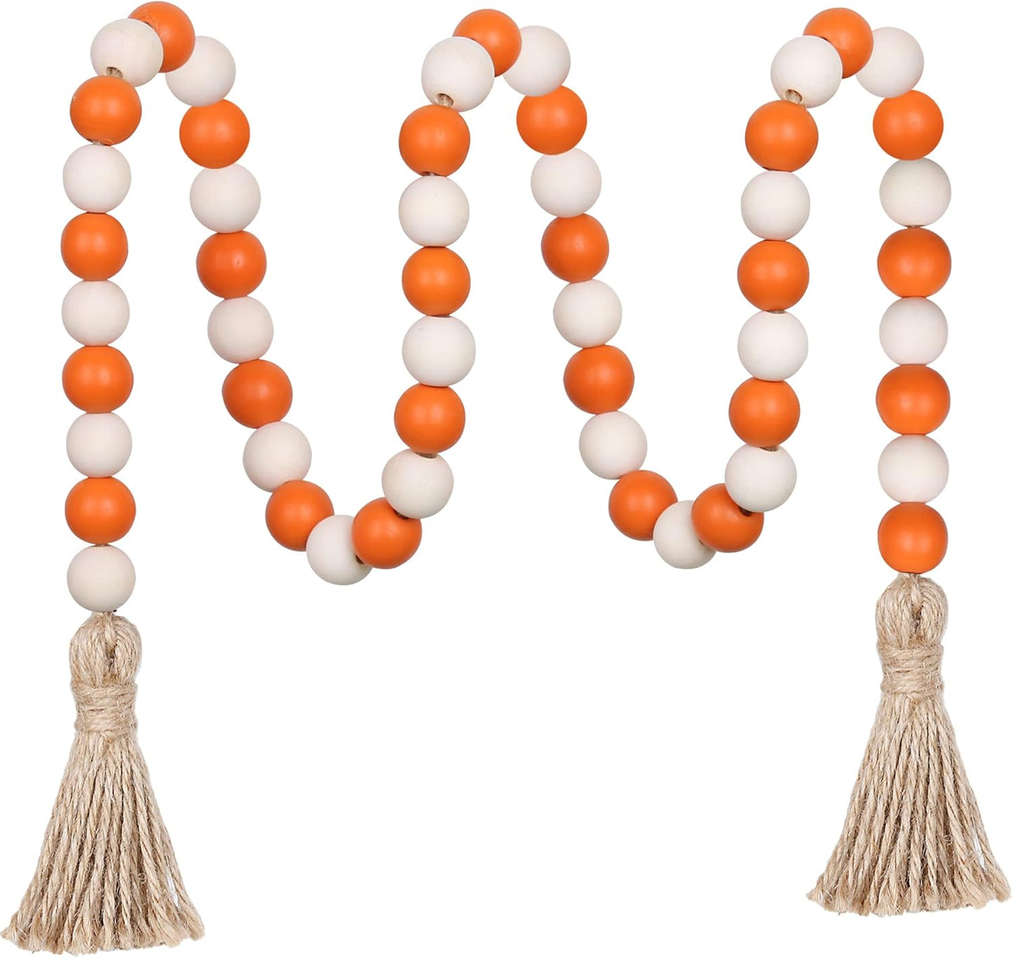 Meplait Wood Bead Garland, 39in Farmhouse Beads with Tassels for Tiered Tray Decor
