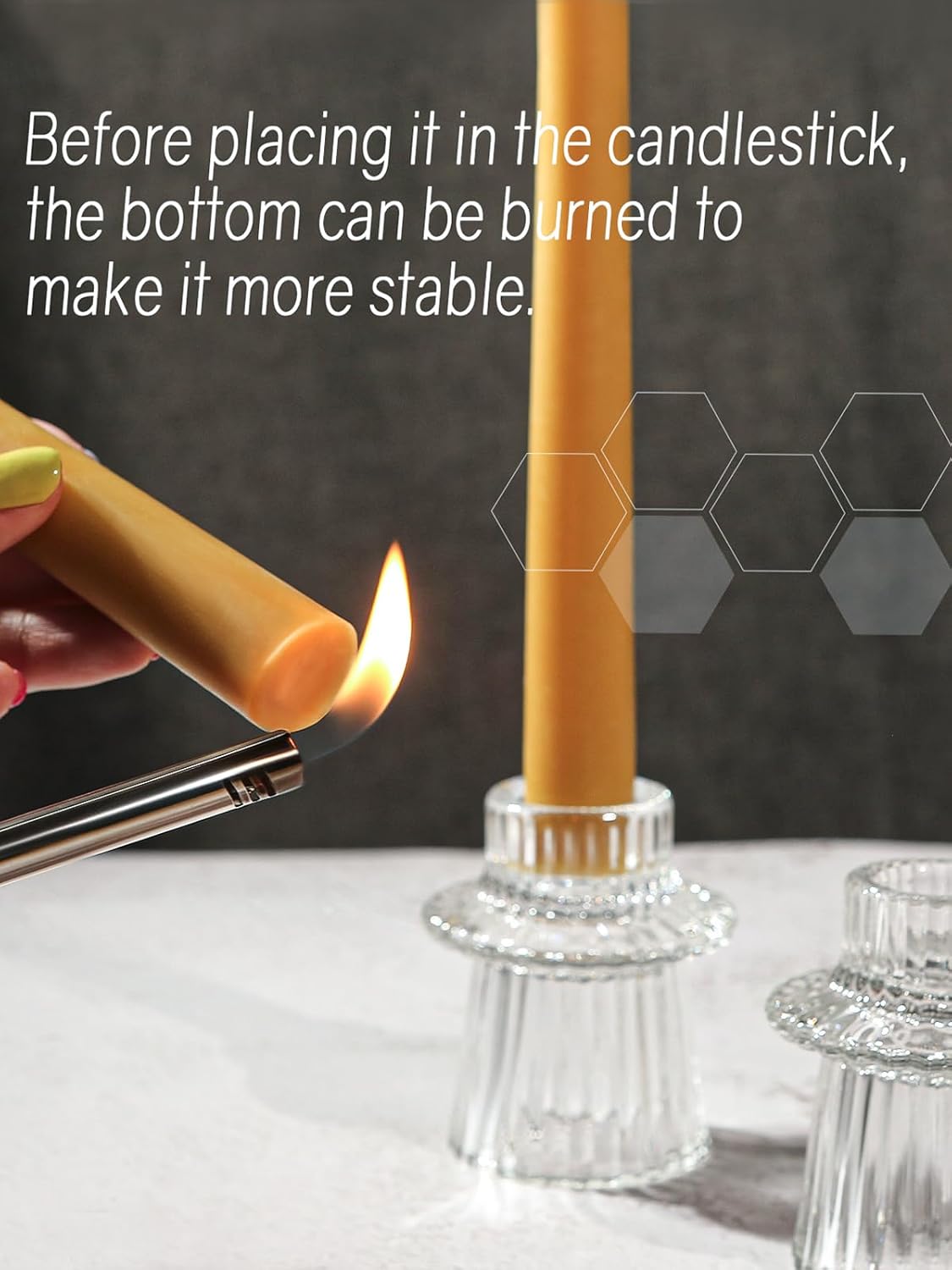 10inch Beeswax Taper Candles 12 Pack Natural Pure Beeswax Candlesticks Smokeless 10 Hour Long Burning Time Tapered Beeswax Candle Sticks Bees Wax Candle for Home Prayer