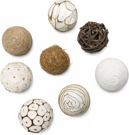 6pcs Decorative Balls for Bowl Centerpiece, 2.4 Inch Orbs Spheres Decor Balls Rattan Wicker Balls for Bowl Fillers, DIY Home Vase Table Decor
