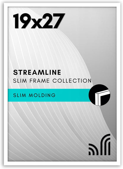 Americanflat 24x36 Poster Frame with Polished Plexiglass - Streamline Collection - Thin Border Picture Frame for Wall Display - Hanging Hardware Included - Black - Colors C