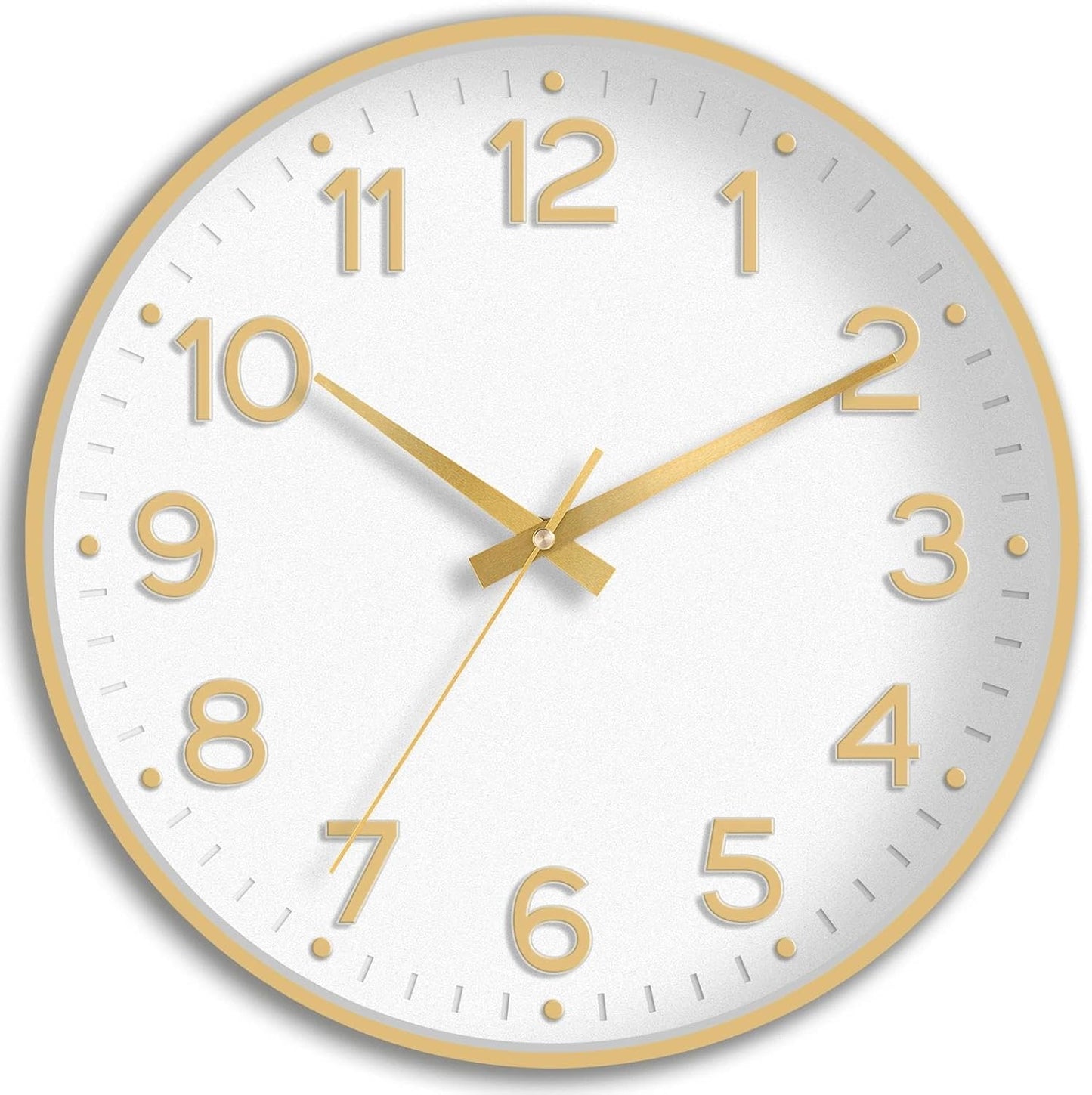 Roymnie Wall Clock Green, Silent Wall Clocks Battery Operated 8 Inch-Modern Non Ticking Analog Clock Decorative for Kitchen Office Bathroom Bedroom(Gold)